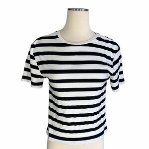 Blenca Women’s Black and White Striped Short Sleeve Tee Size XL